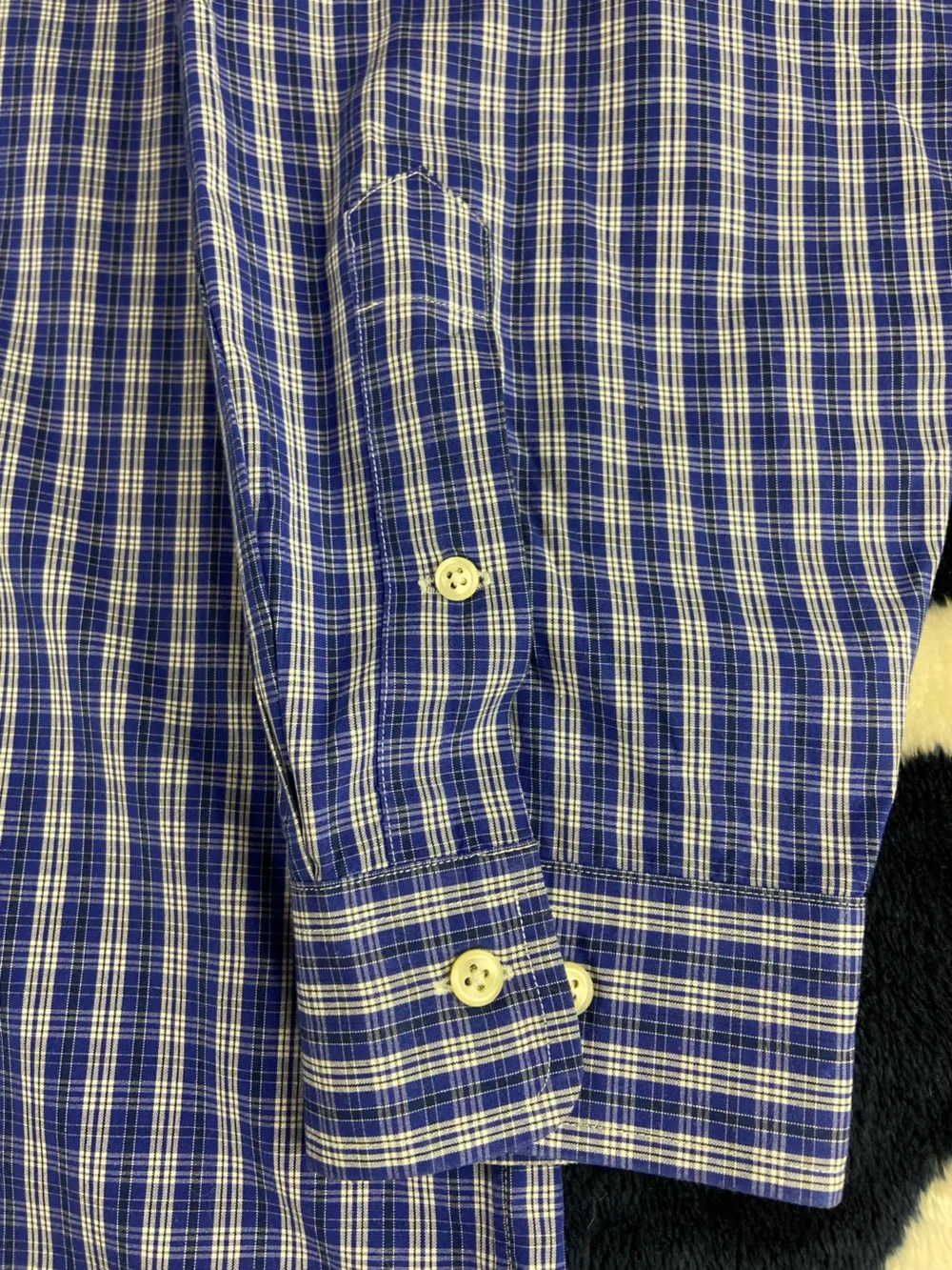 Ralph Lauren Blue White Plaid Button-Down Shirt Classic Fit Long Sleeve